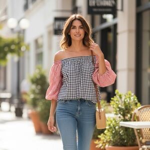 Romeo & Juliet Couture off the shoulder top.